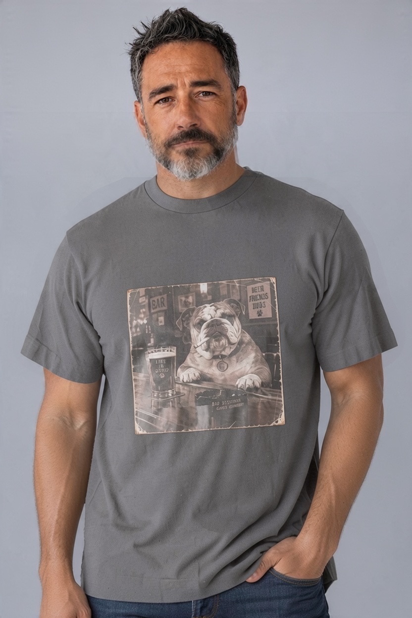 Bull dog at the bar shirt - t.freedom