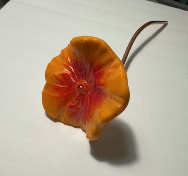 Plant Stake - Medium Casted Hibiscus with Copper