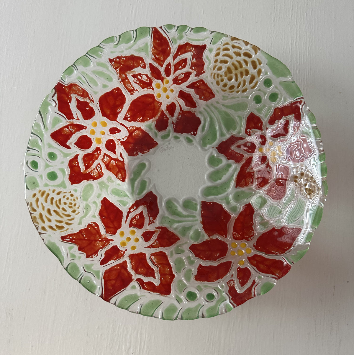Christmas Plate - Poinsettia Bowl