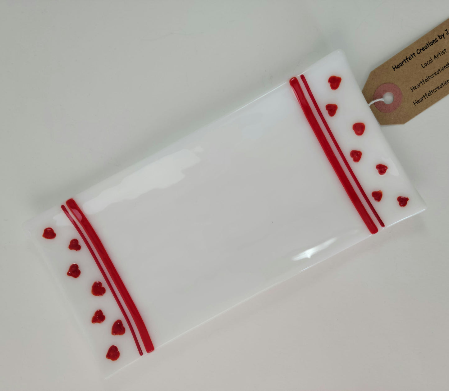 Plate - Valentine - 4x8 White with Hearts