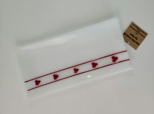 Plate - Valentine - 4x8 White with Hearts