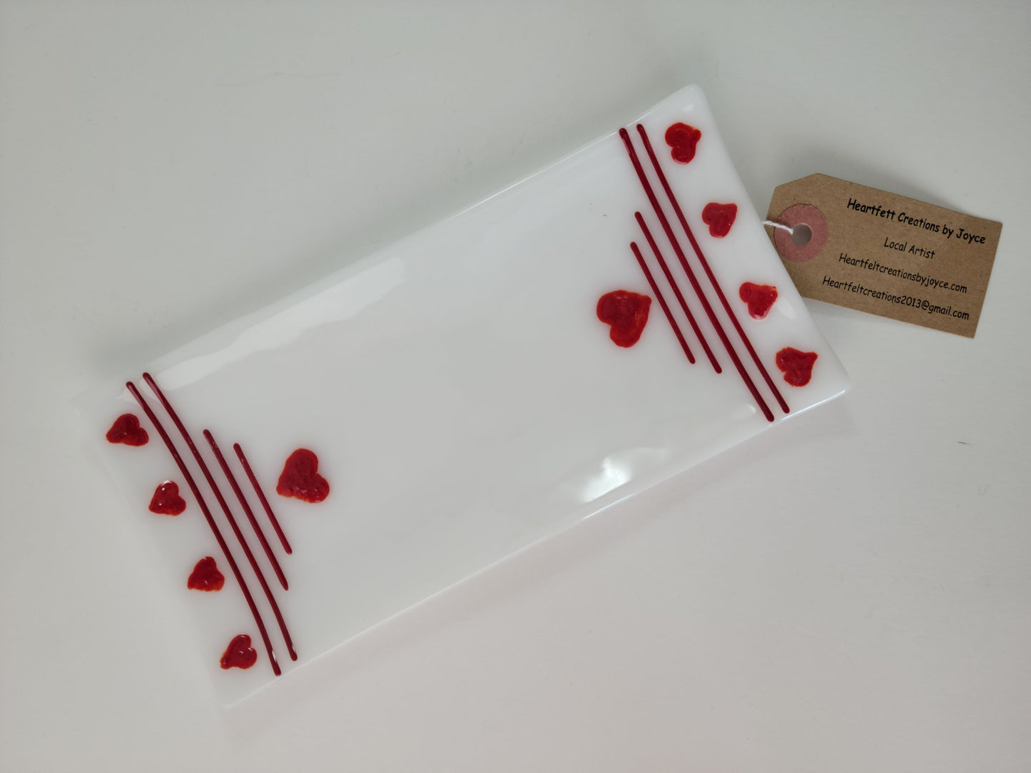 Plate - Valentine - 4x8 White with Hearts
