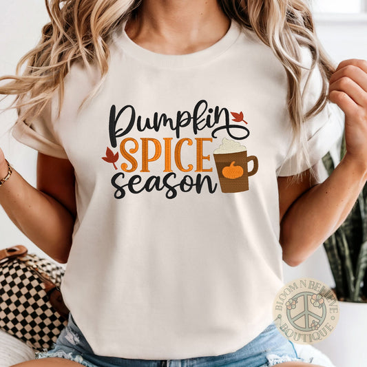 Pumpkin Spice Season Embroidered Unisex Shirt - Bloom-N-Believe Boutique