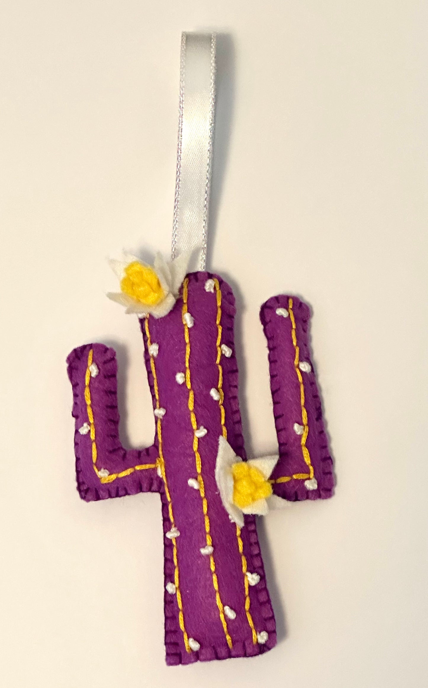 Purple Felt Saguaro Ornament Hand Crafted