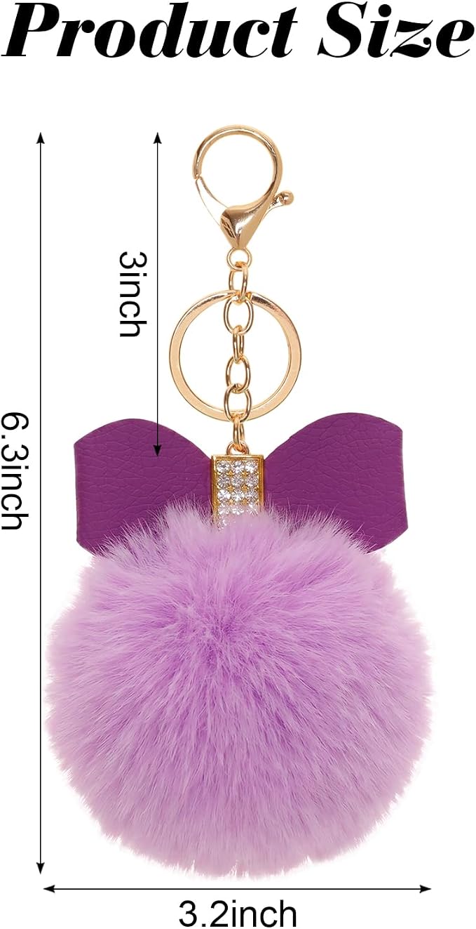 Fluffy Pom-Pom Bow Keychain - We Customize Crafts (Copy)