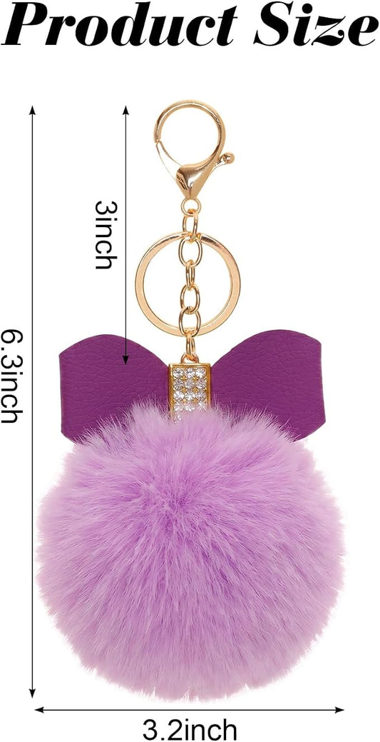 Fluffy Pom-Pom Bow Keychain - We Customize Crafts (Copy)