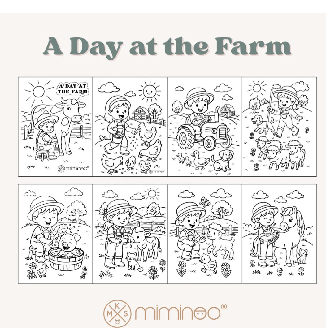 Reversible Foldable Coloring Silicone Mat - A Day at the Farm - Auggie & Friends