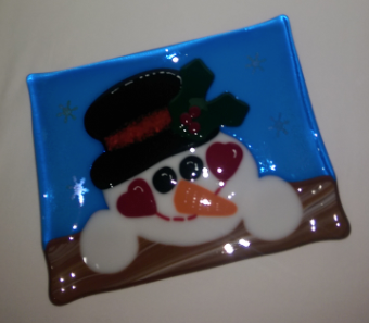 Plate - Snowman Peeking