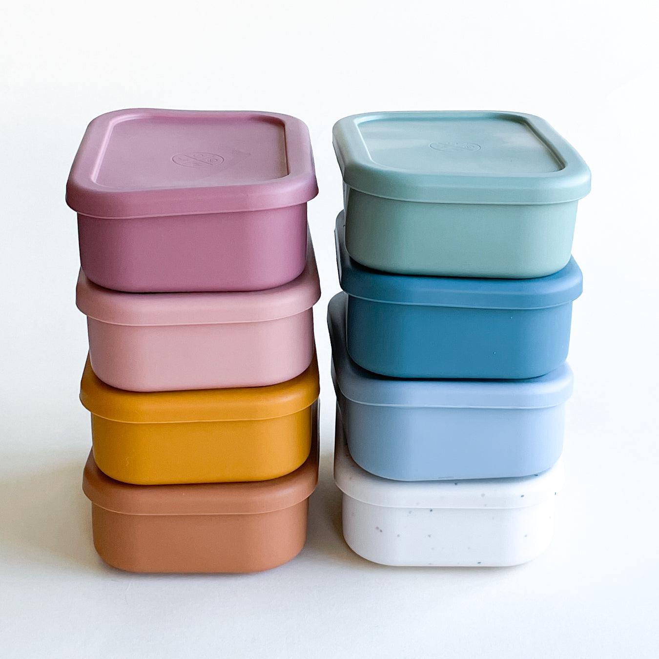 Silicone Bento Lunch & Snack Box for kids & adults Grey Blue - MKS MIMINOO