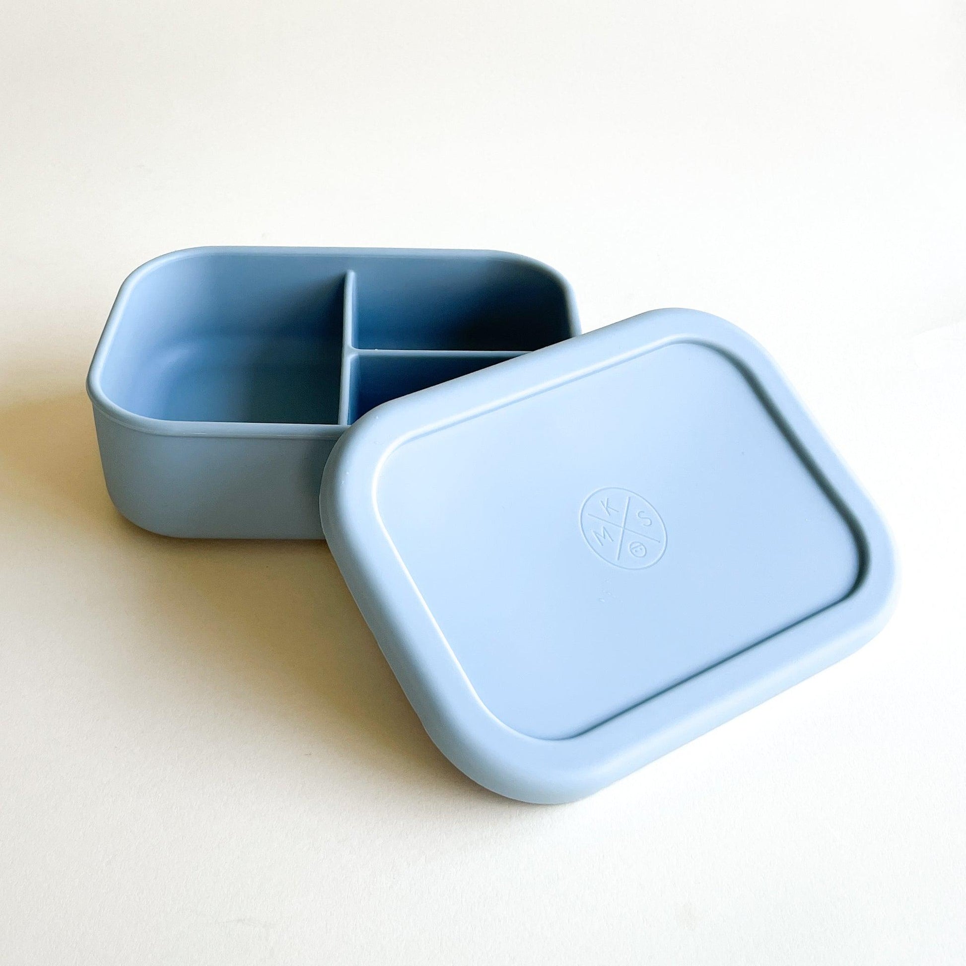 Silicone Bento Lunch & Snack Box for kids & adults Grey Blue - MKS MIMINOO