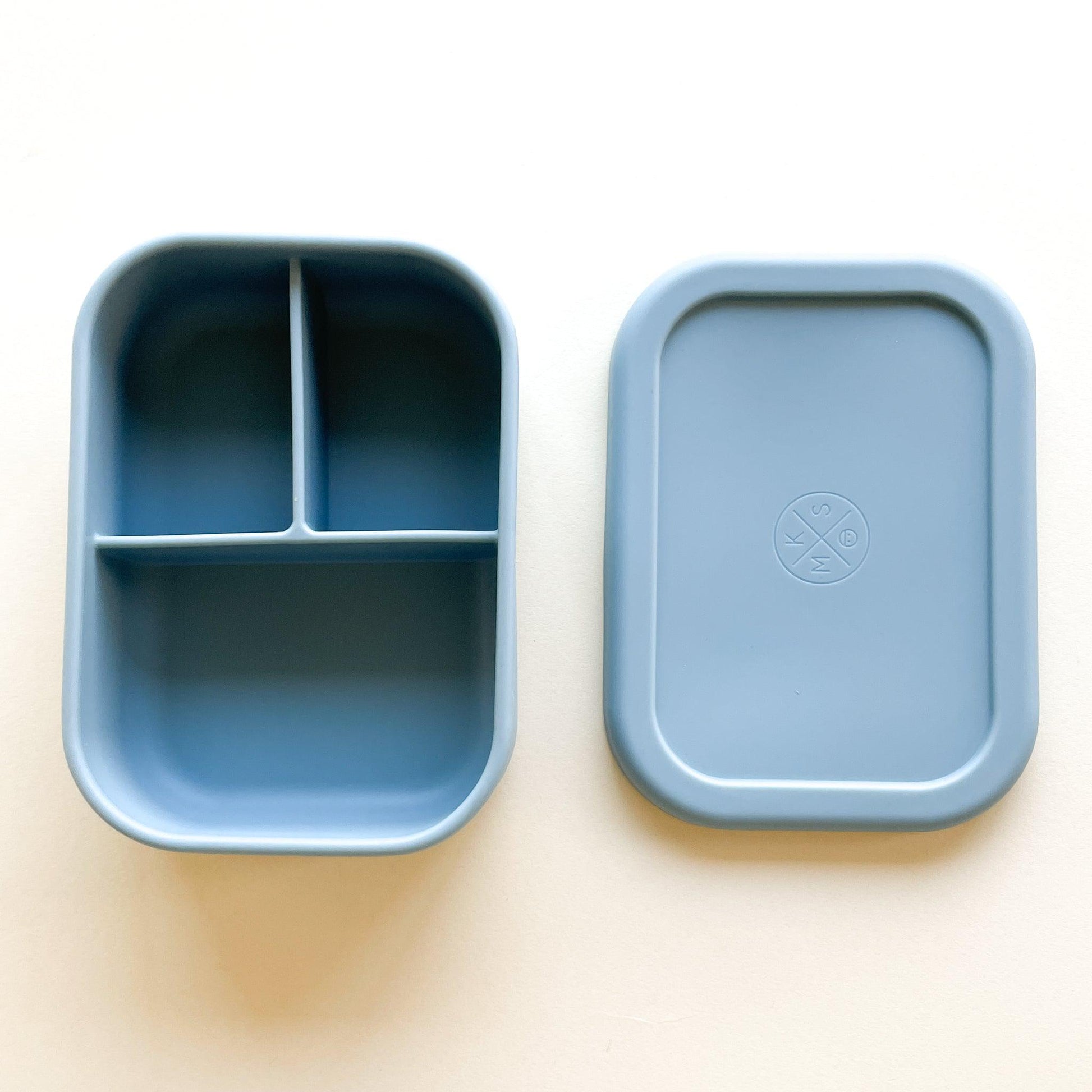 Silicone Bento Lunch & Snack Box for kids & adults Grey Blue - MKS MIMINOO