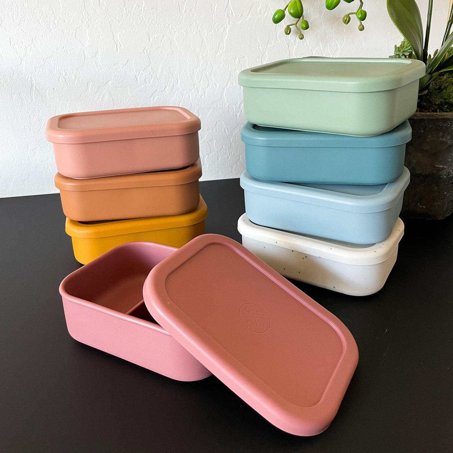 Silicone Bento Lunch & Snack Box for kids & adults Grey Blue - MKS MIMINOO