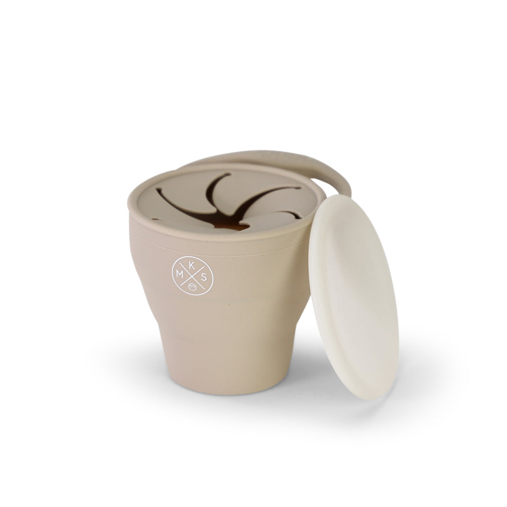 Collapsible Silicone Snack Cup - Beige - Auggie & Friends