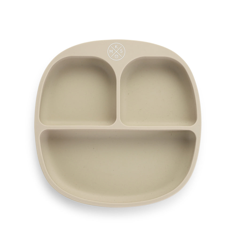 Silicone suction kids plate w/ dividing sections Beige - MKS MIMINOO