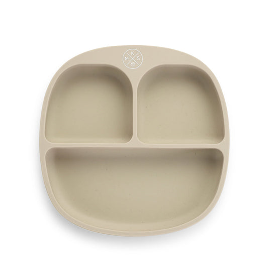 Silicone suction kids plate w/ dividing sections Beige - MKS MIMINOO
