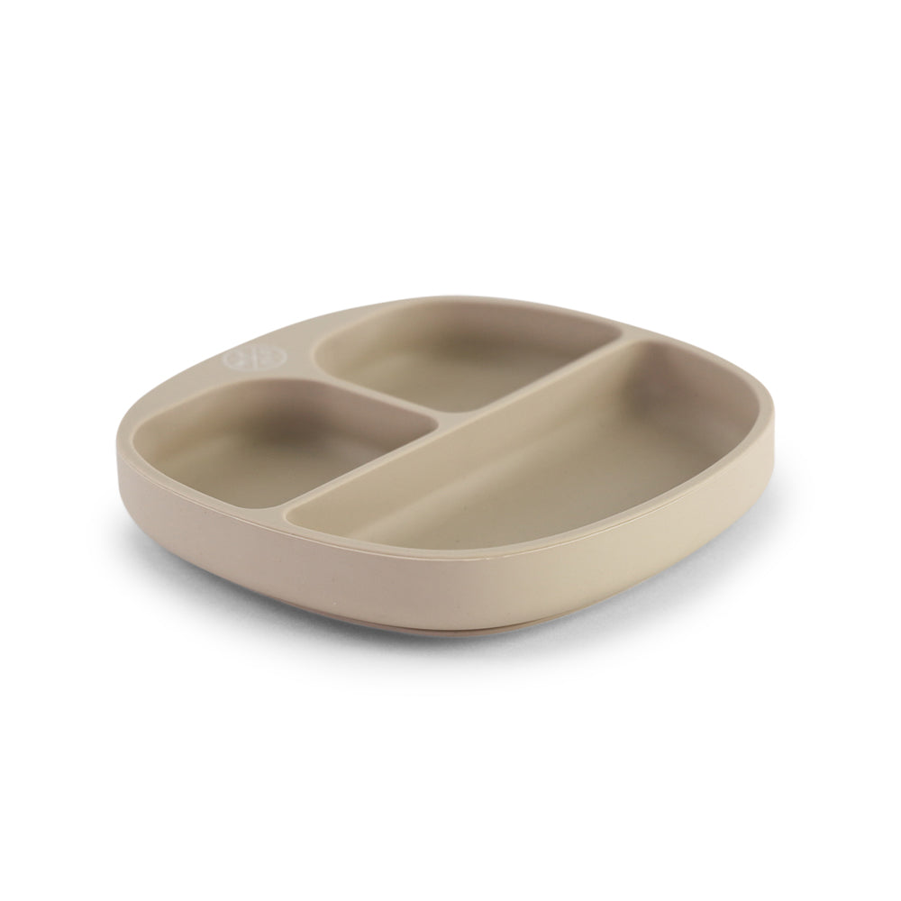 Silicone suction kids plate w/ dividing sections Beige - MKS MIMINOO
