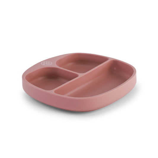 Silicone suction kids plate w/ dividing sections Dusty Pink - MKS MIMINOO