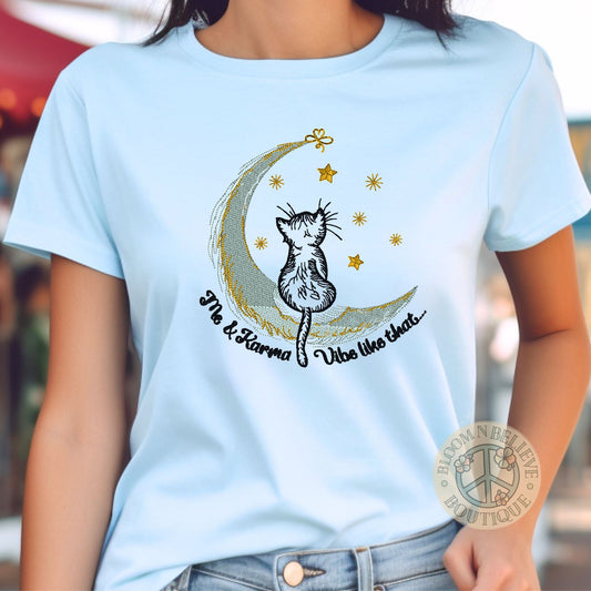 "Me & Karma Vibe Like That",  Swiftie Embroidered Unisex Shirt - Bloom-N-Believe Boutique