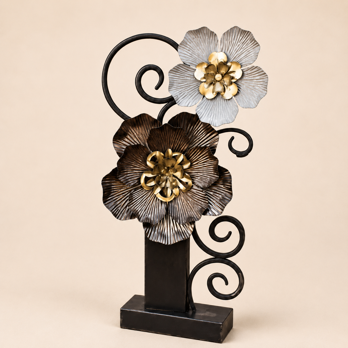 The Heavy Petal reclaimed steel sculpture
