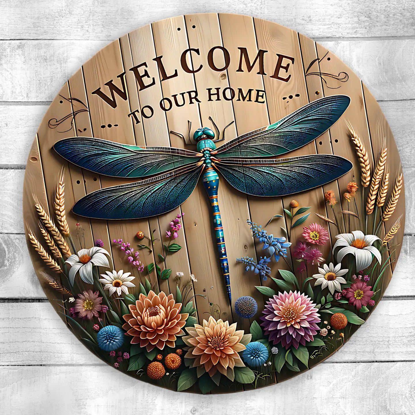 Dragonfly Vibrant UV Printed Wood Door Hanger - STV