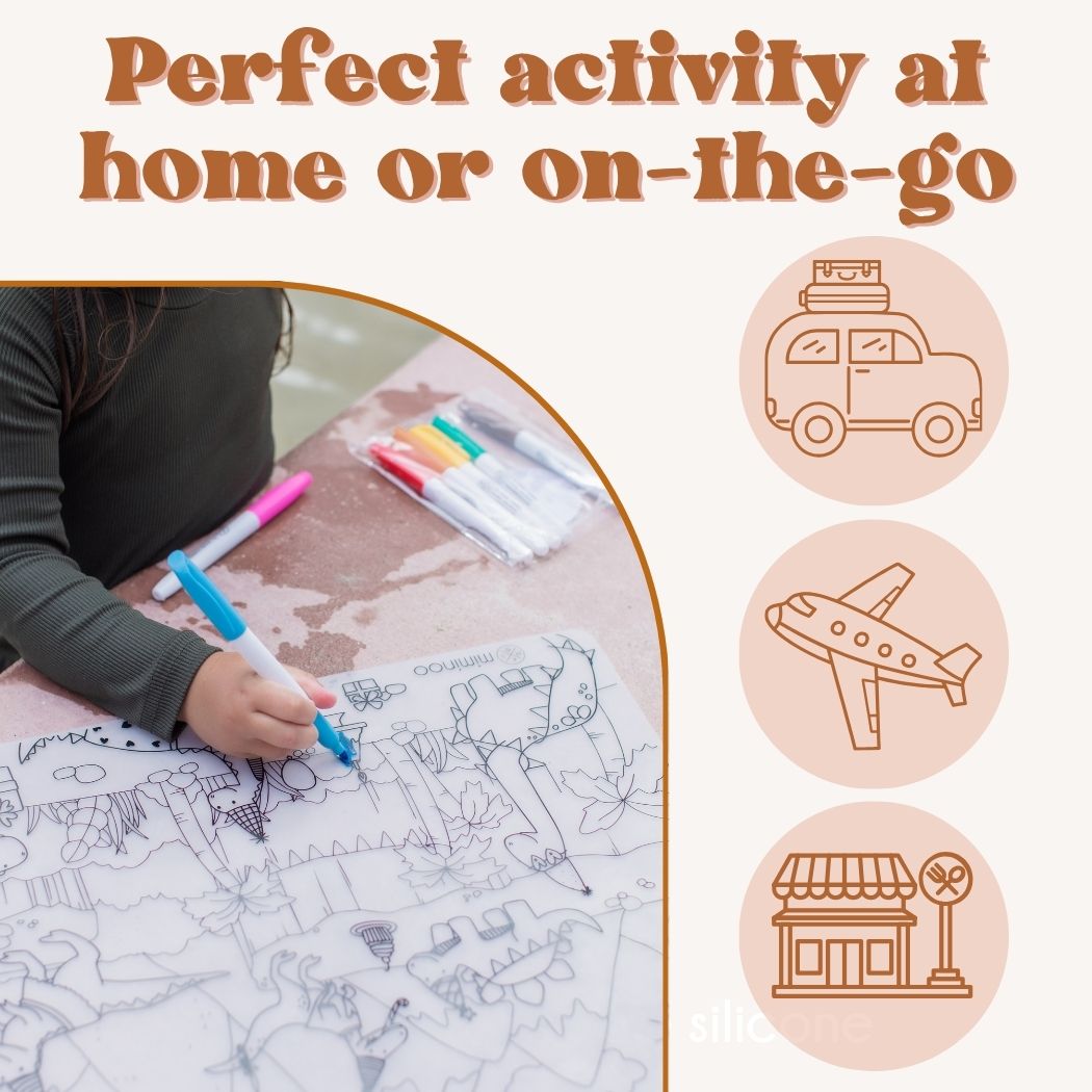 MKS Silicone Reusable Coloring Mat & Markers Set - Girls Dreamworld