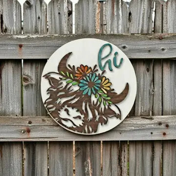 Highland Cow Wood Sign - CHD Location