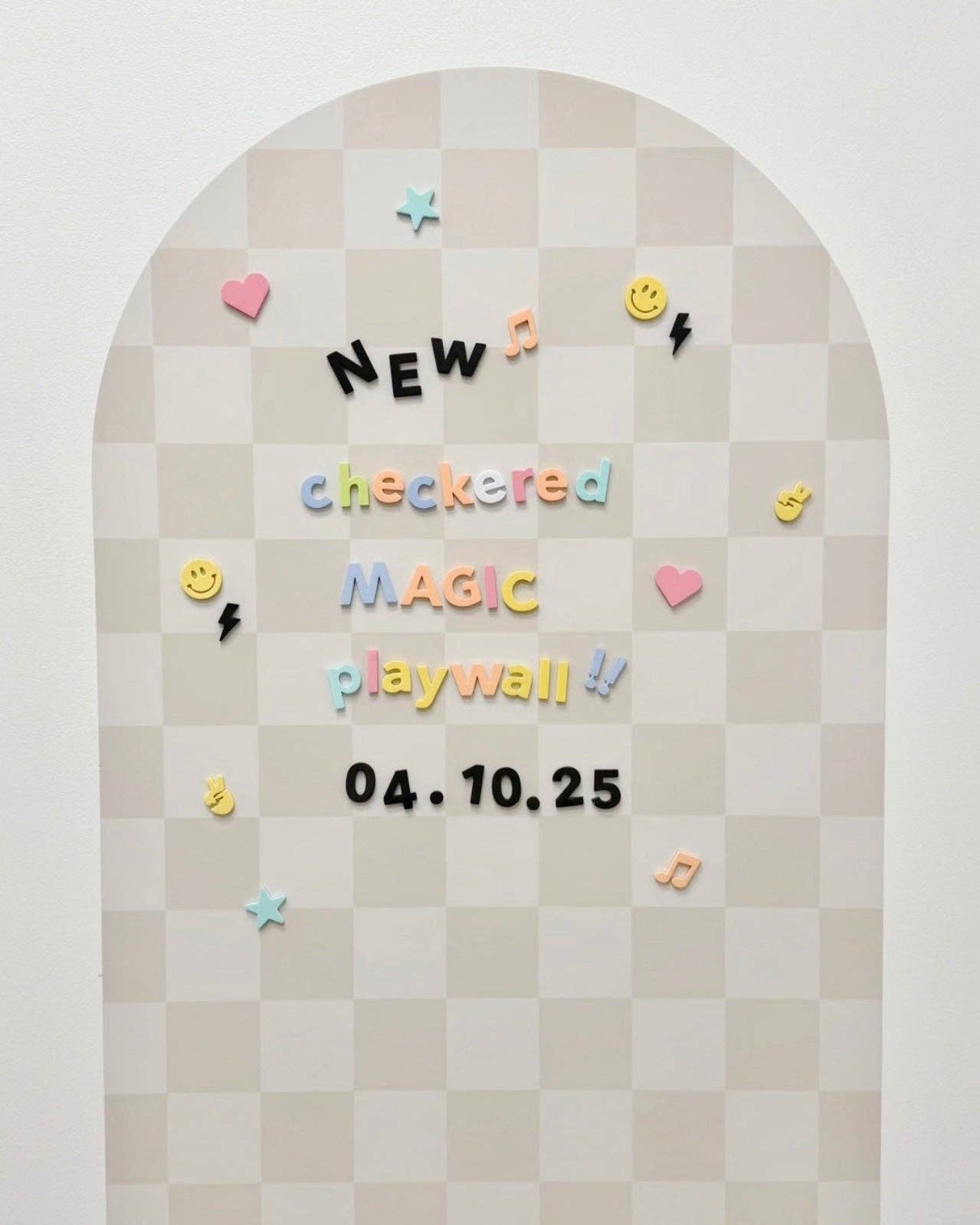 MEGA Magic Playwall - Arch Magnetic Wall Decal for Kids: Neutral Check (Canada ready-to-ship, US PRE-ORDER ships in 2 weeks)