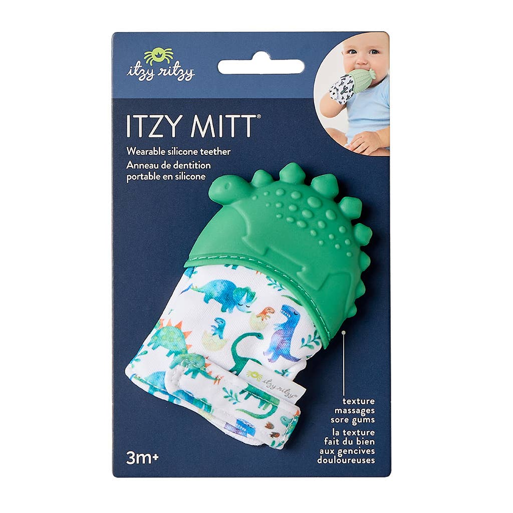 Itzy Mitt Silicone Teething Mitts Dinos
