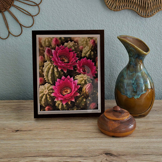 3D Pink Hedgehog Cactus Flower Wall Art - Arid Desert Design