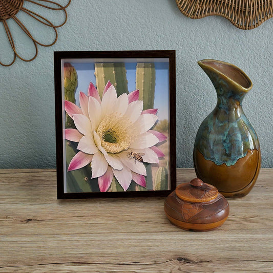 3D White Cactus Flower Wall Art - Arid Desert Design
