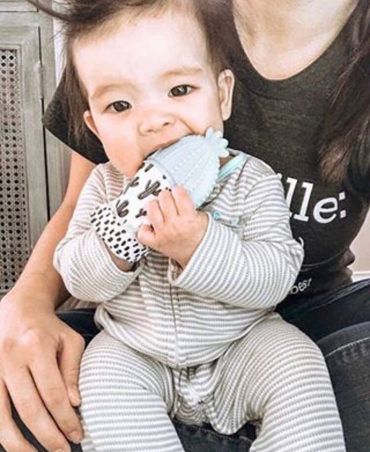 Itzy Mitt Silicone Teething Mitts Dinos