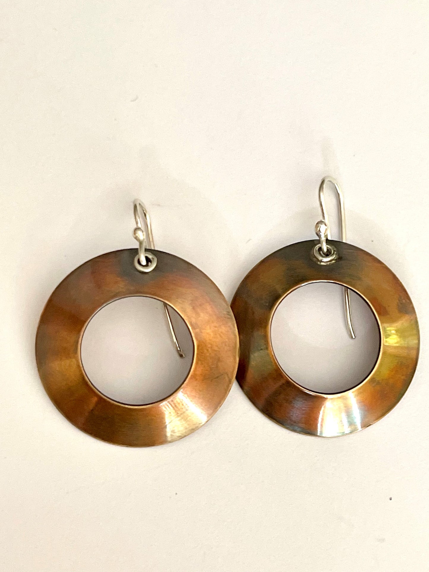 Copper Domed Circle Earrings