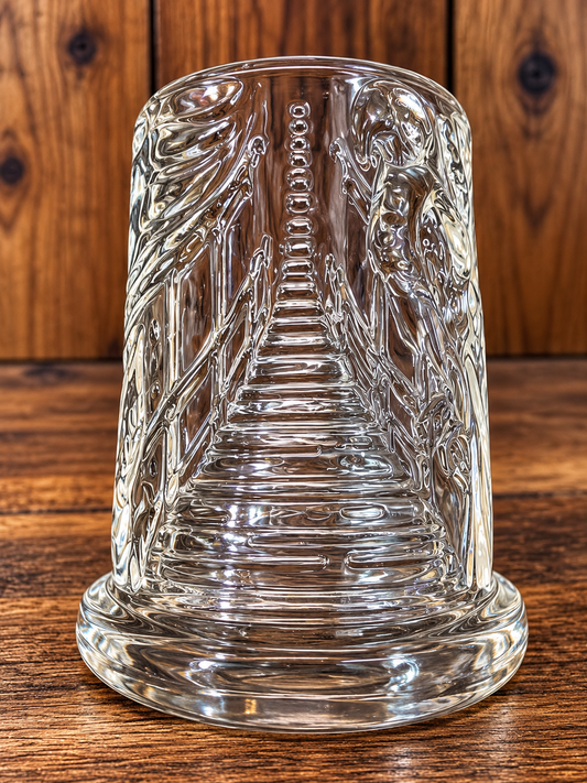 Vintage-Inspired Embossed Upcycled Drinking Glass