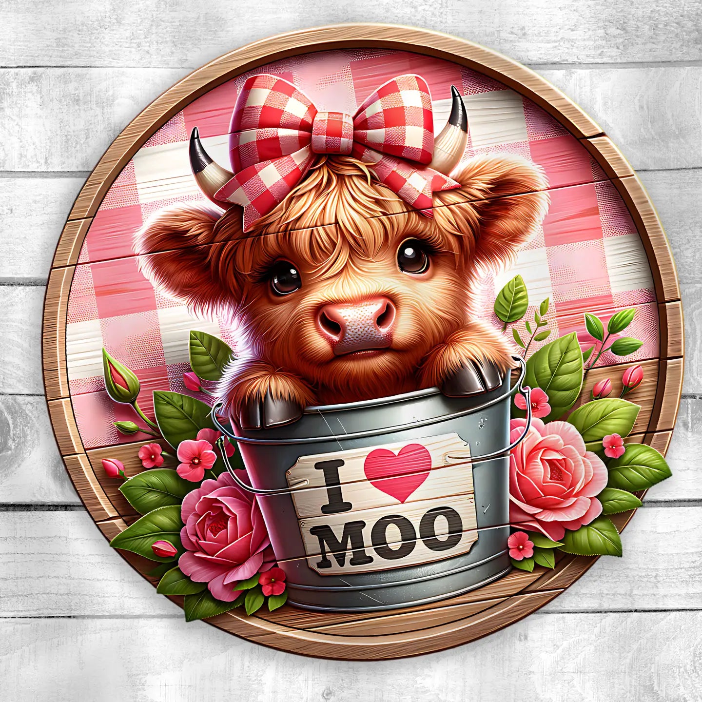 I Love Moo Vibrant Uv Printed Wood Door Hanger - STV