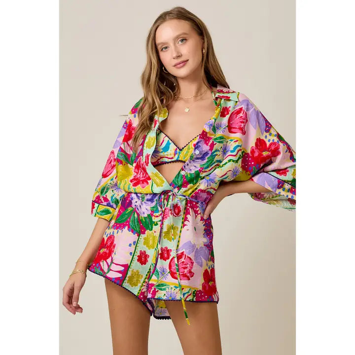 2 piece floral set - blingy blonde