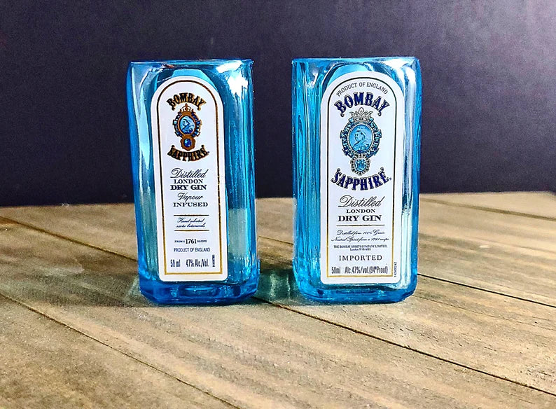 Bombay Sapphire Blue Upcycled Mini Bottle Shot Glass