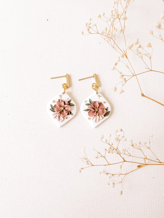 Pink floral dangles