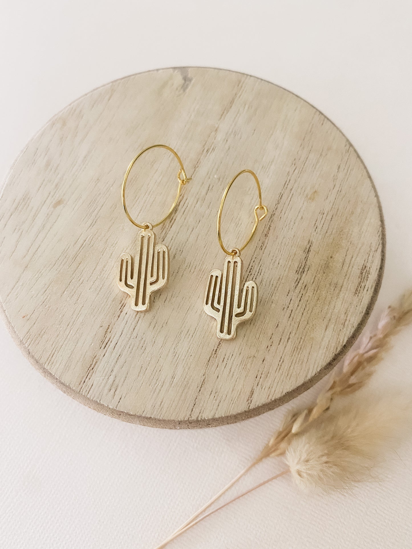 Gold Cactus Hoops- DesertReign