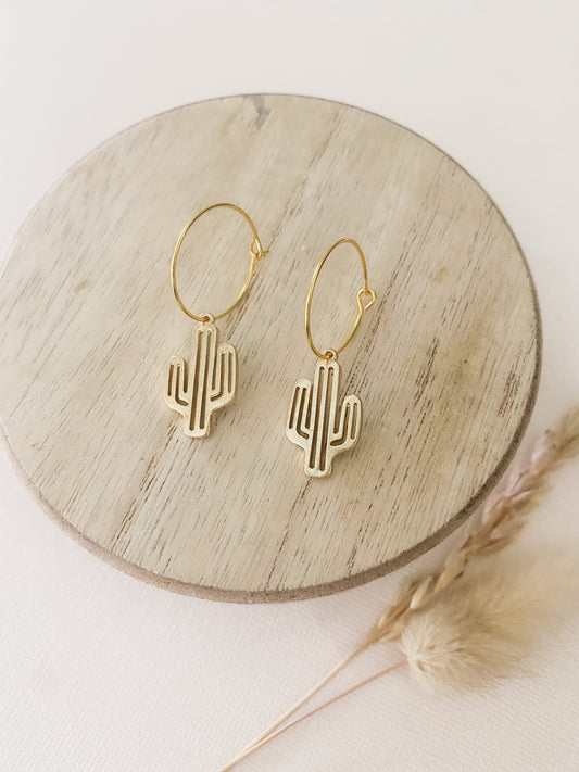 Gold Cactus Hoops- DesertReign