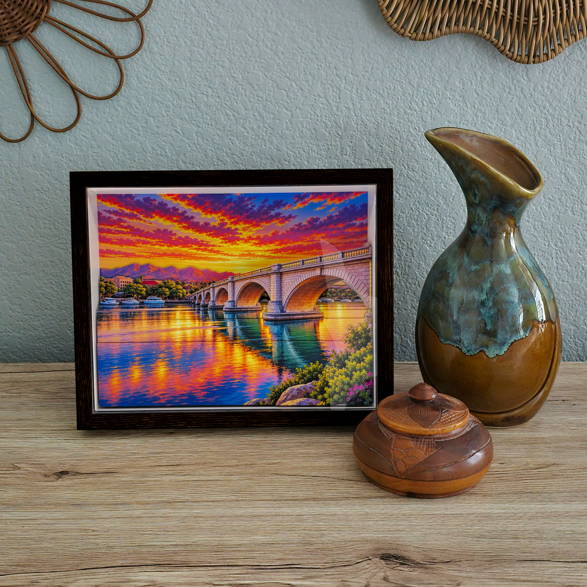 3D Arizona London Bridge Wall Art - Arid Desert Design