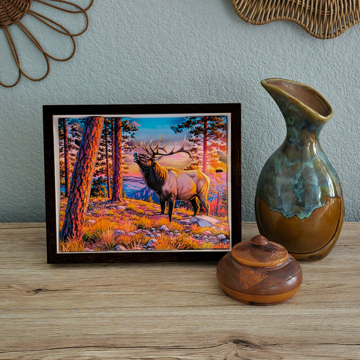 3D Mogollon Rim Elk at Sunset - Arid Desert Design