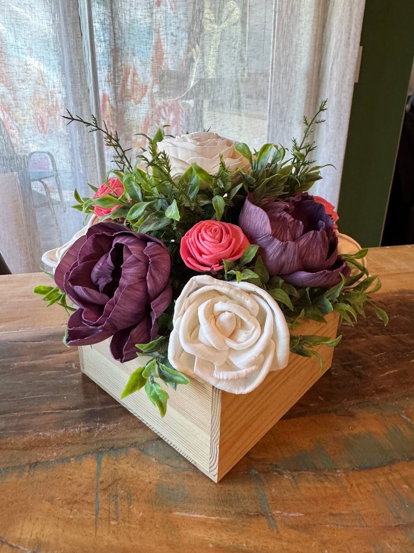 $68 - CHD - Purple Peony Box - LUNA WOOD FLOWERS