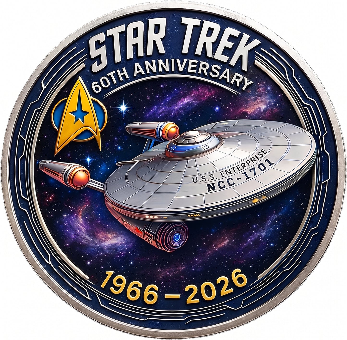 Star Trek-Inspired Textured Challenge Coin – Premium Collectible