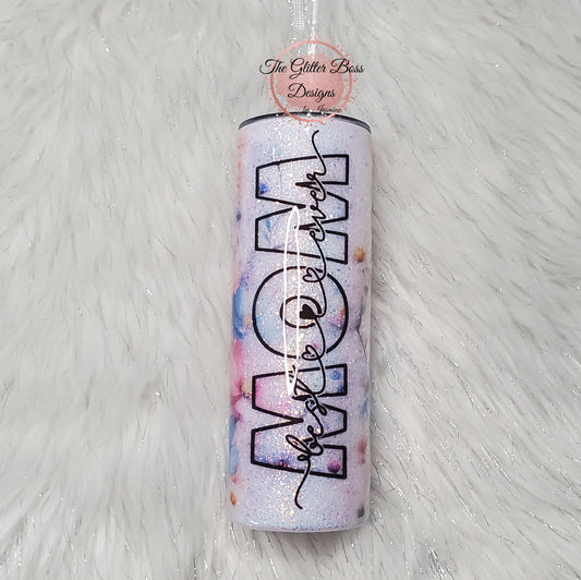 Best Mom Ever Floral - 20 oz Skinny - Glitter Boss
