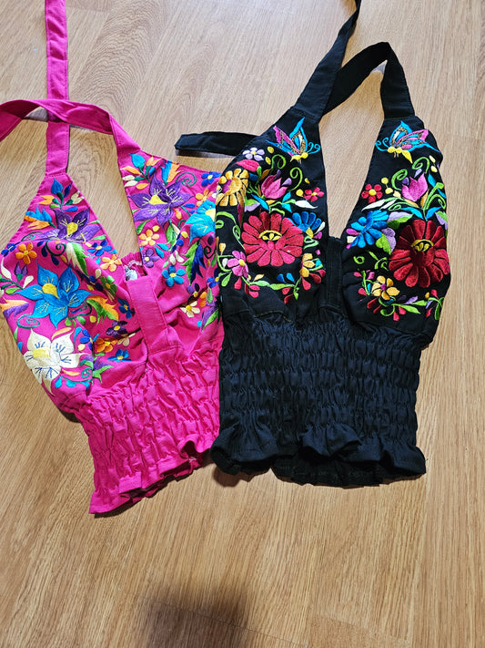 Top Halter Embroider Crop Top @amorfashionshop