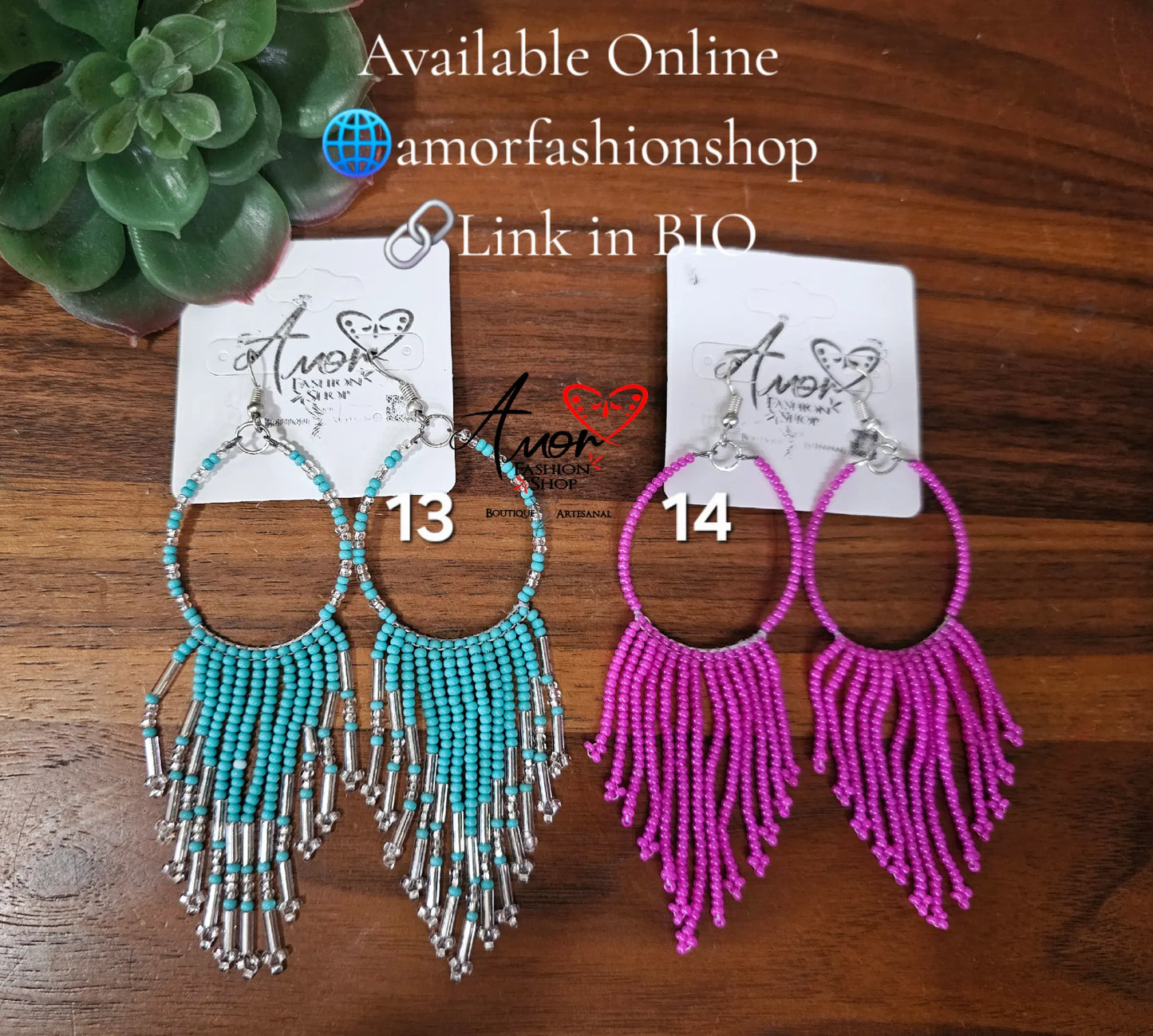 Earrings Dangling Beaded Hoops @amorfashionshop