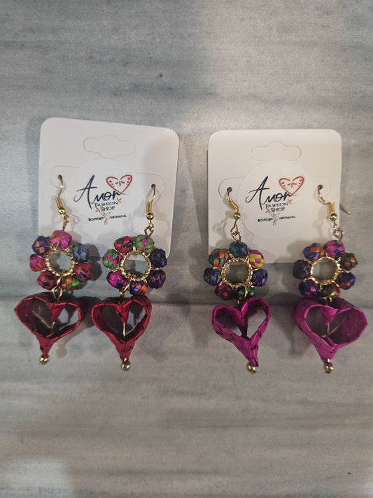 Earring Palm Corazon Tejido @amorfashionshop