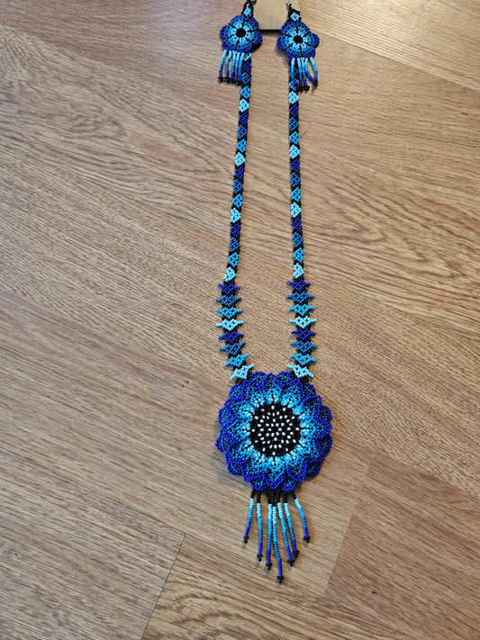 Neckace Huichol 2 Piece SET Flower Beaded Jewelry Chaquira @amorfashionshop