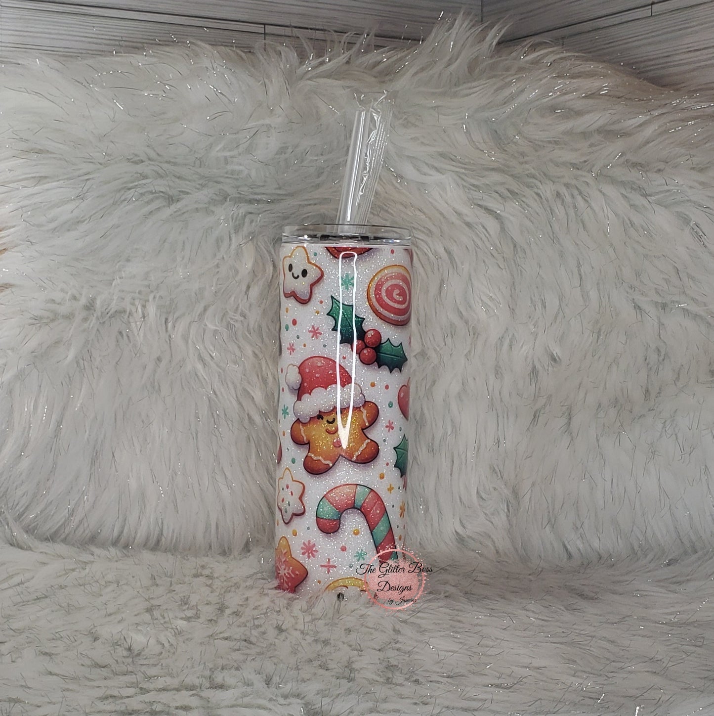 Gingerbread Cookie and Stars  - 20 oz Skinny - Glitter Boss - STV