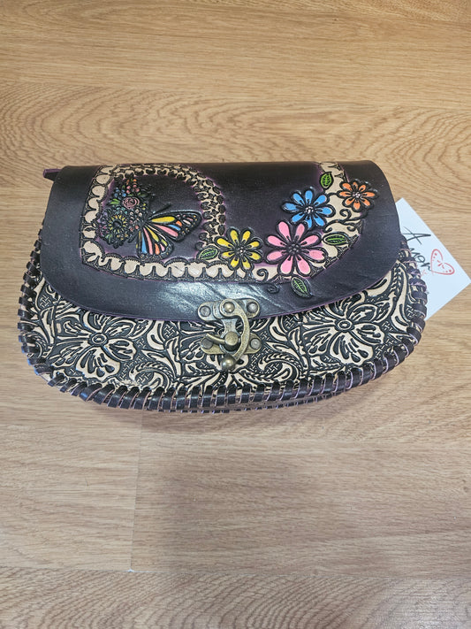 Bag - Leather Hand Painted (Elegante) Broche @amorfashionshop